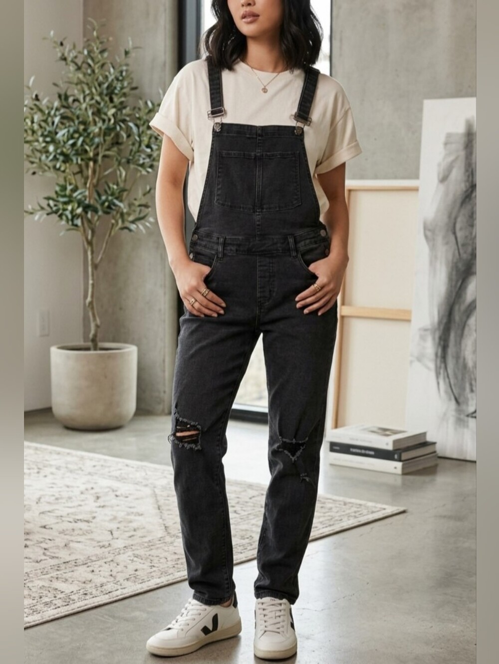 Streetwear Society Black Denim Overalls